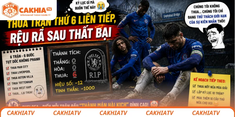 Chelsea thua trận thứ 6 liên tiếp, rệu rã sau thất bại